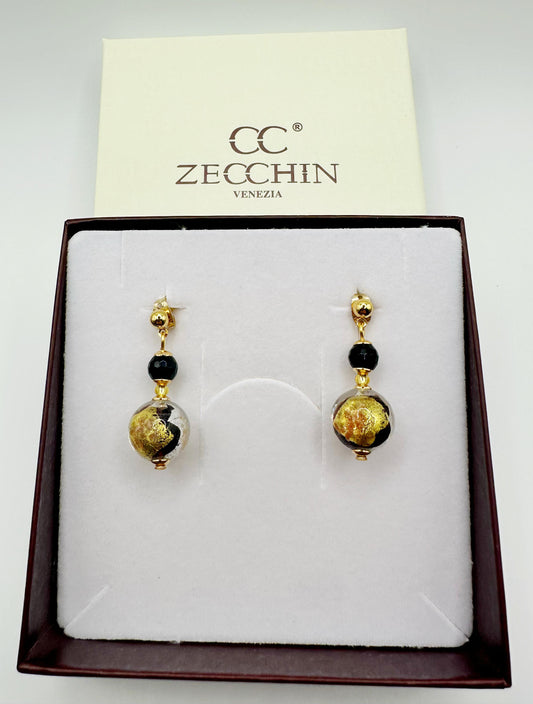 SCRIGNO ORECCHINI Onice Nero - Oro 18 carati