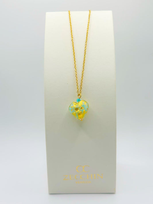 ORO PESTO PENDENTE CUORE in vetro di Murano