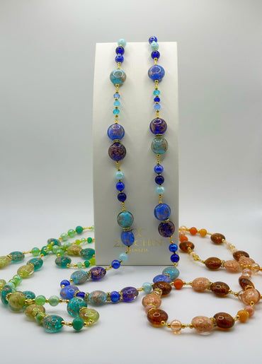 Collana lunga Marilyn in vetro di Murano, varianti colore