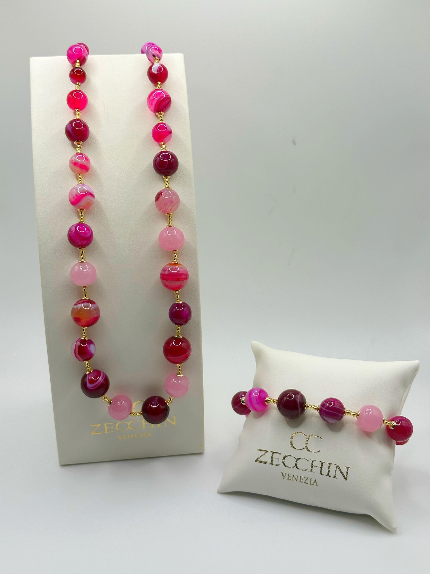 SCRIGNO FUCSIA BRACCIALE perle in vetro di Murano
