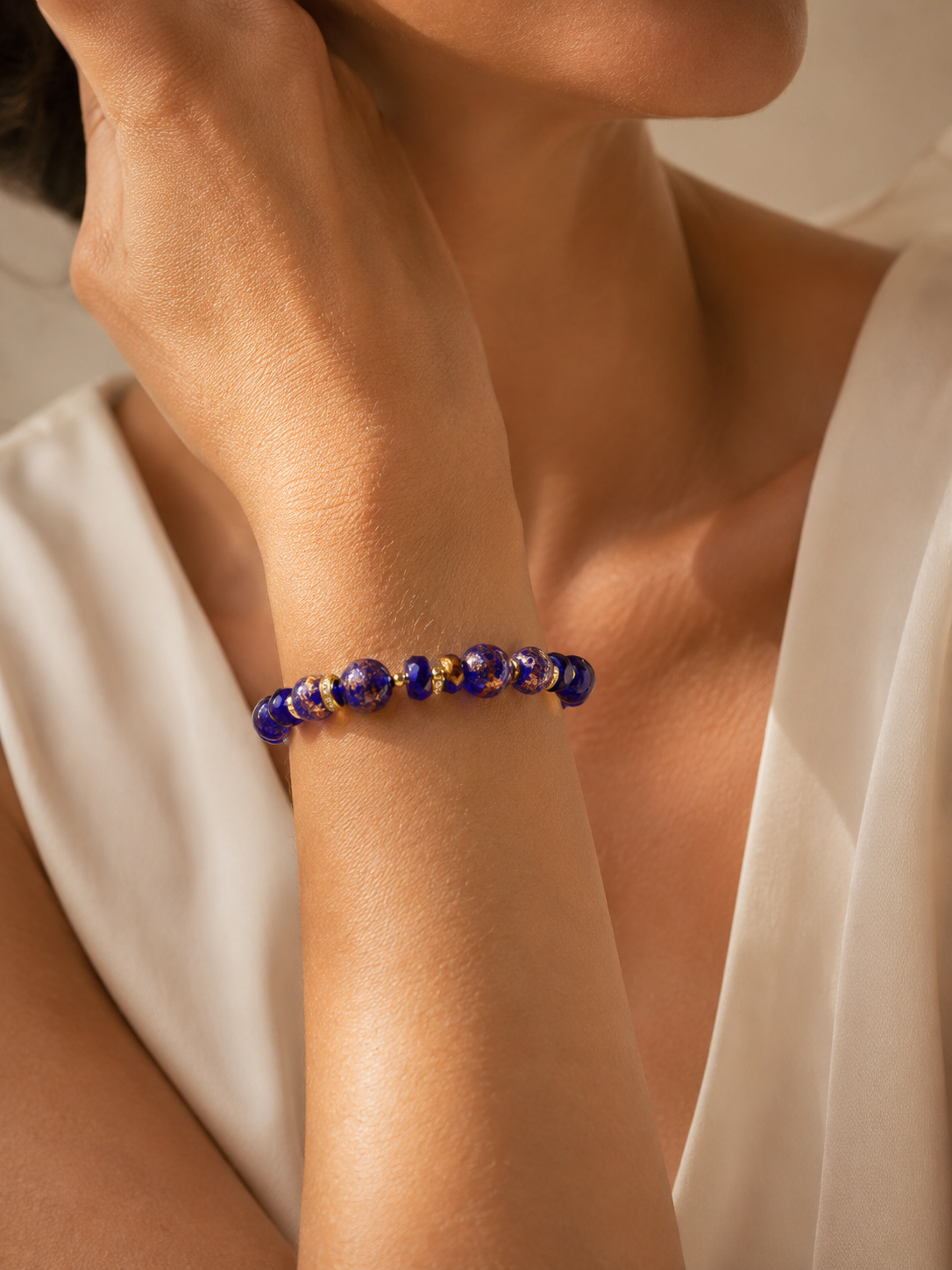 EMILY BRACCIALE con Perle in vetro di Murano con avventurina