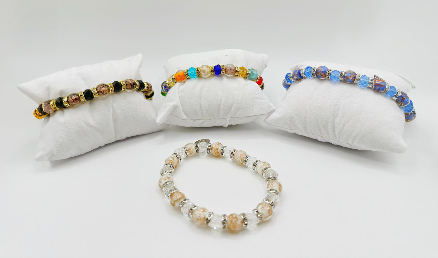 FENICE BRACCIALE vetro di Murano DG3725 perla mm8 ELSATICIZZATO