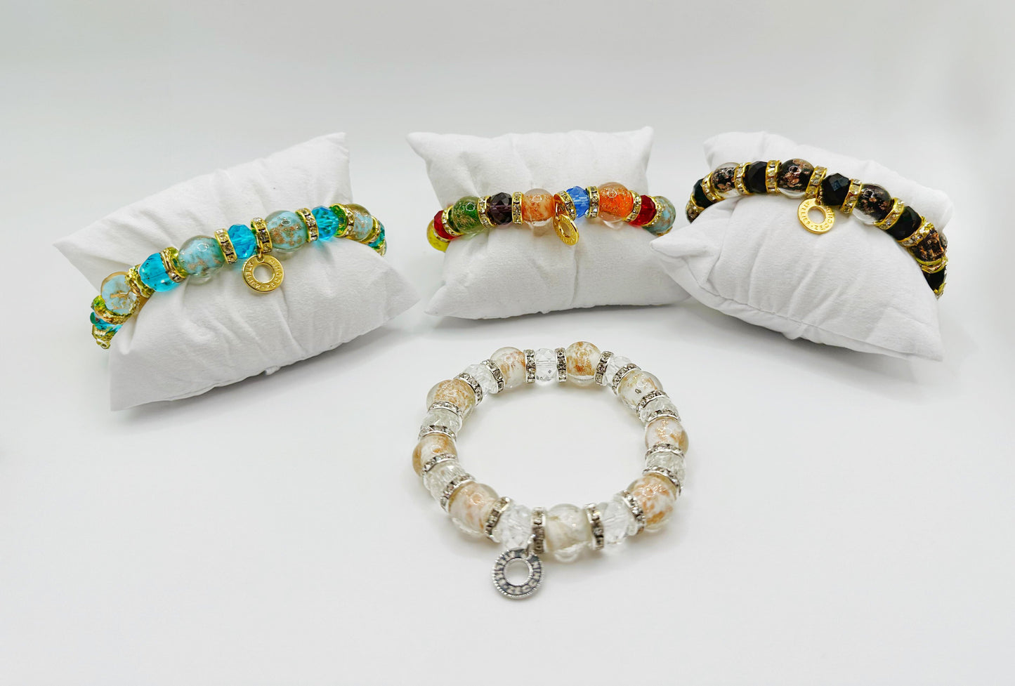 FENICE BRACCIALE vetro di Murano DG3726 perla mm10 ELSATICIZZATO