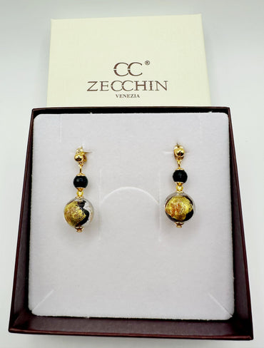 SCRIGNO ORECCHINI Onice Nero - Oro 18 carati