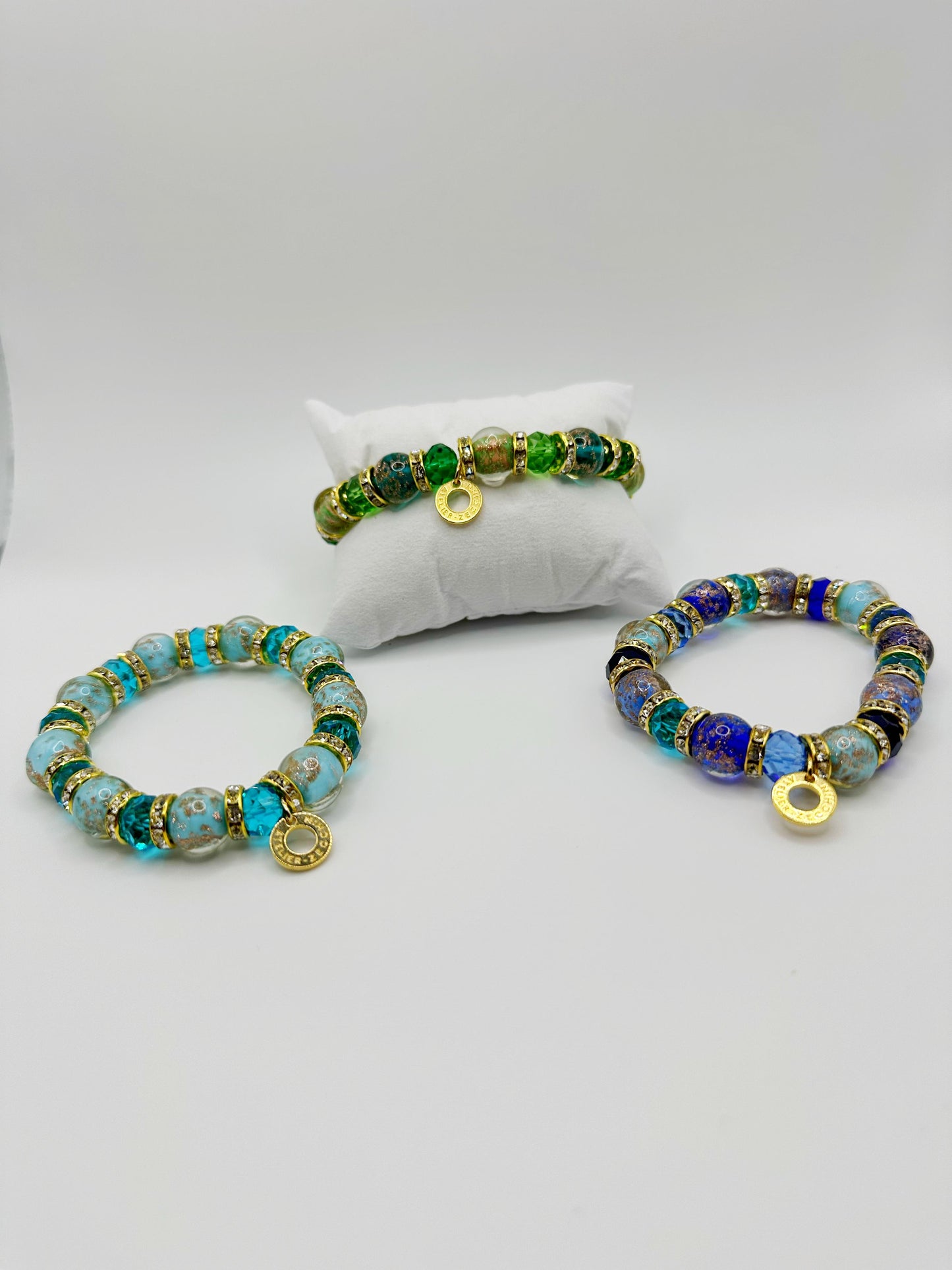 FENICE BRACCIALE vetro di Murano DG3726 perla mm10 ELSATICIZZATO