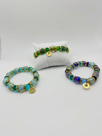 FENICE BRACCIALE vetro di Murano perla mm10
