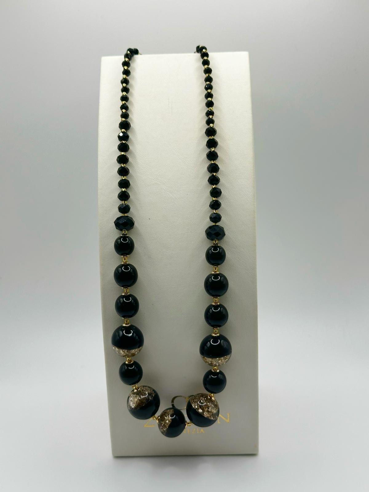 GLITTER COLLANA CM 54 perle in vetro di murano rotonde