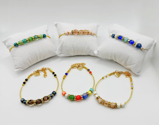 RONDELLA BRACCIALE vetro di Murano e ceramica LP197