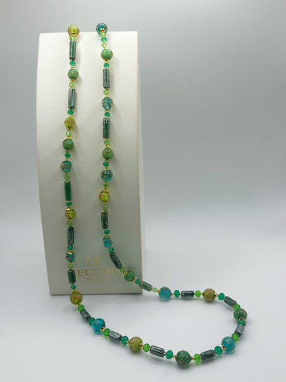 Collana Atene – Vetro & Avventurina 82 cm