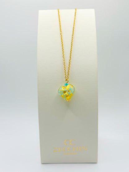 ORO PESTO PENDENTE CUORE in vetro di Murano