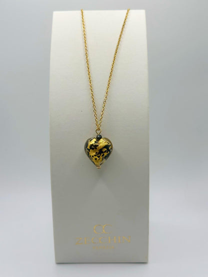 ORO PESTO PENDENTE CUORE in vetro di Murano