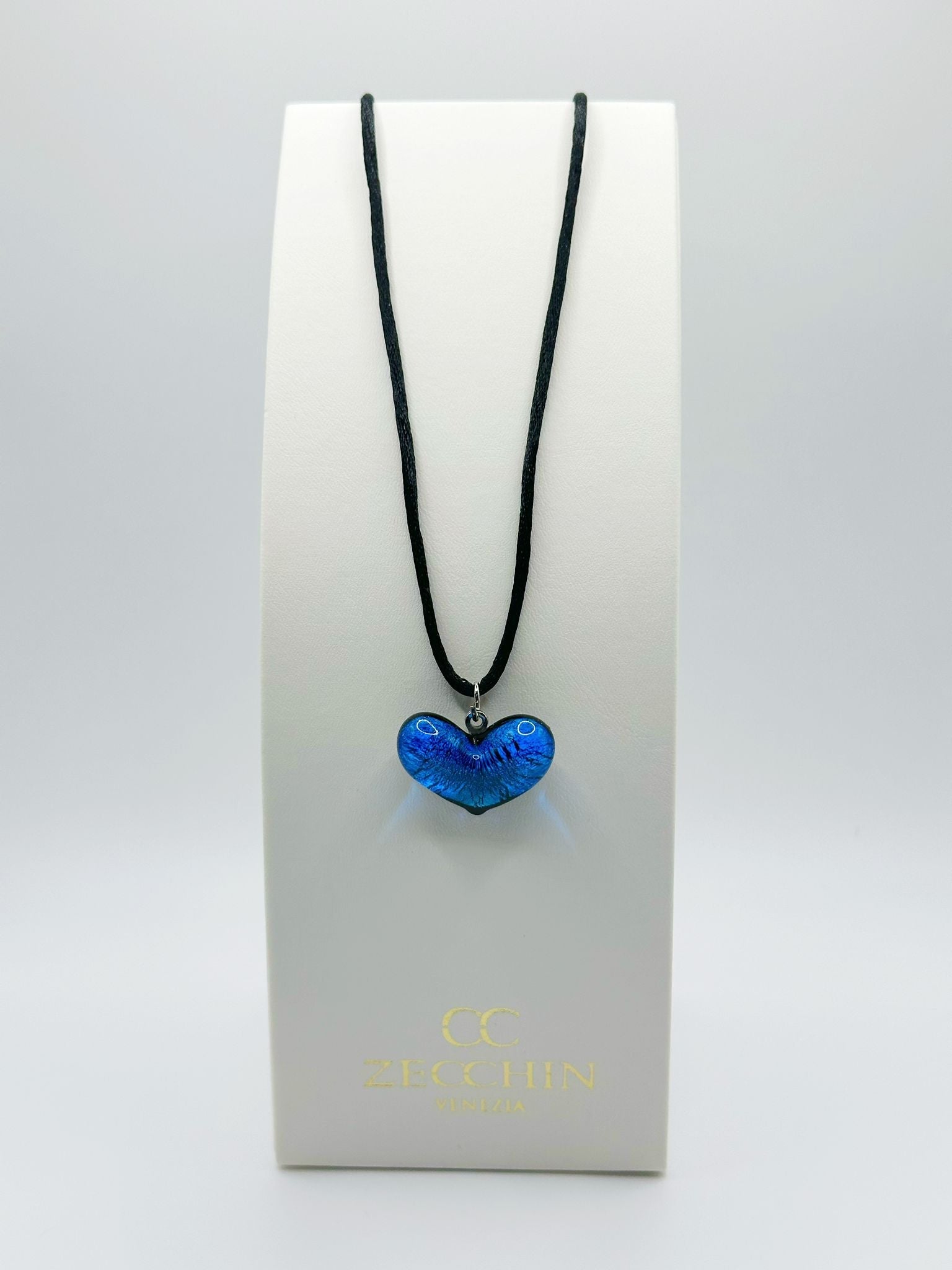 CUORICINO COLLANA PENDENTE Vetro di Murano fondo argento