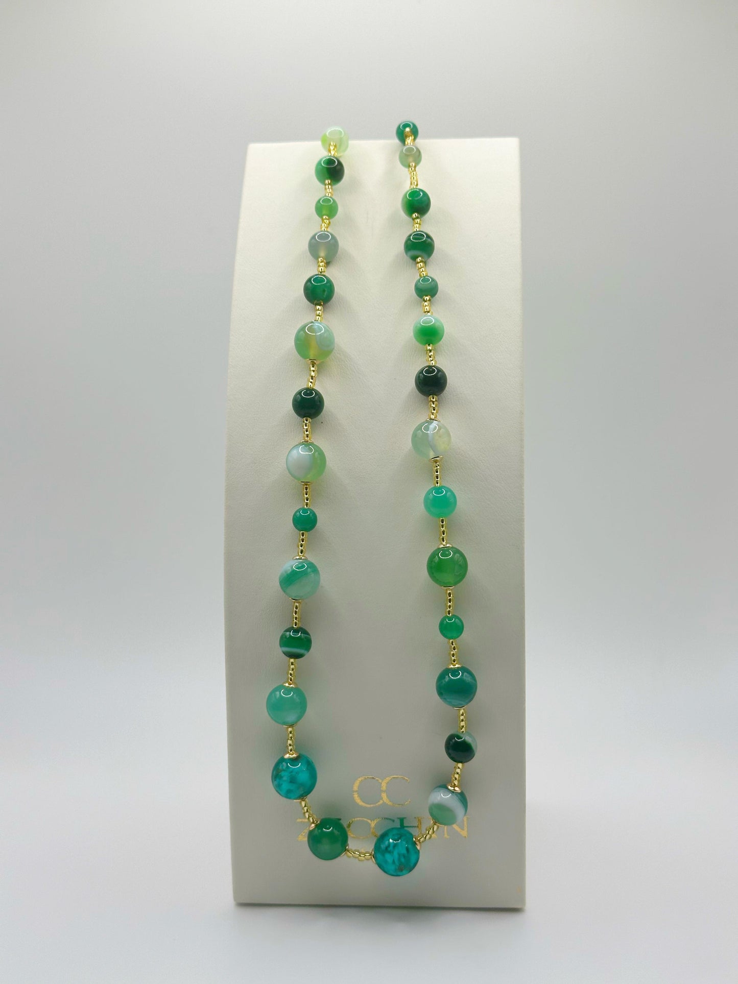 SCRIGNO VERDE COLLANA perle in vetro di murano