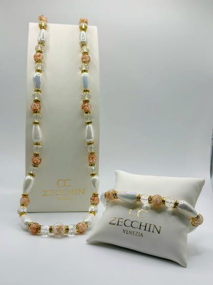GOCCIA COLLANA cm 47 perle in vetro di murano a goccia e rotonde
