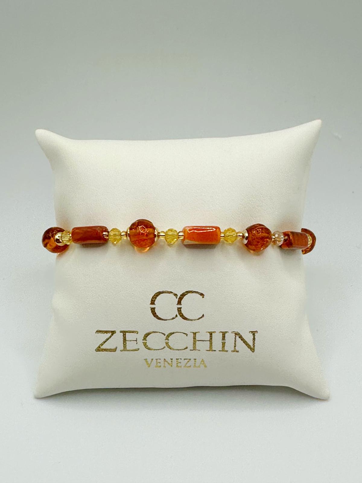 Bracciale Atene in vetro di Murano e avventurina, colore caramello