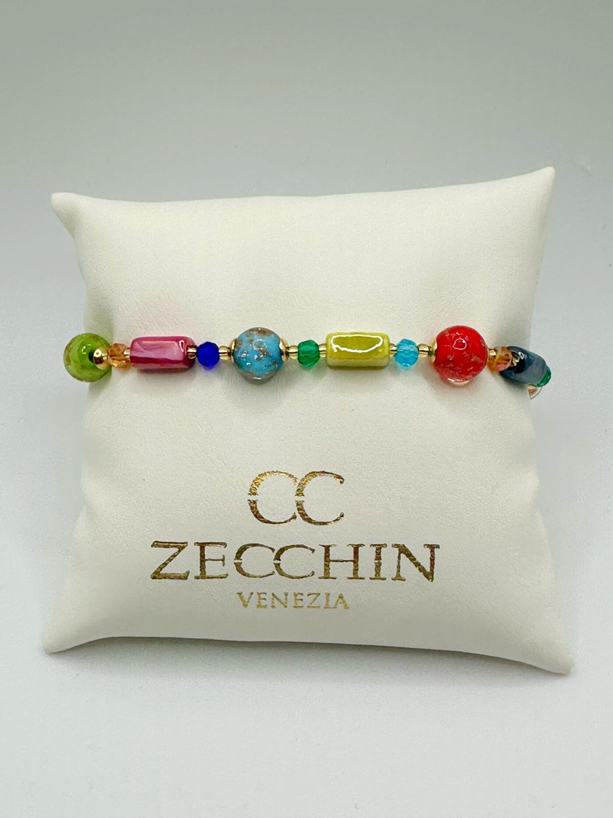 Bracciale Atene in vetro di Murano e avventurina, multicolore