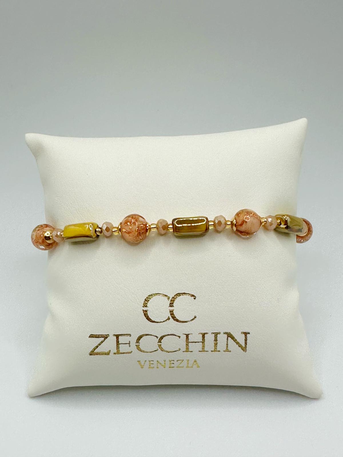 Bracciale Atene in vetro di Murano e avventurina, colore oro