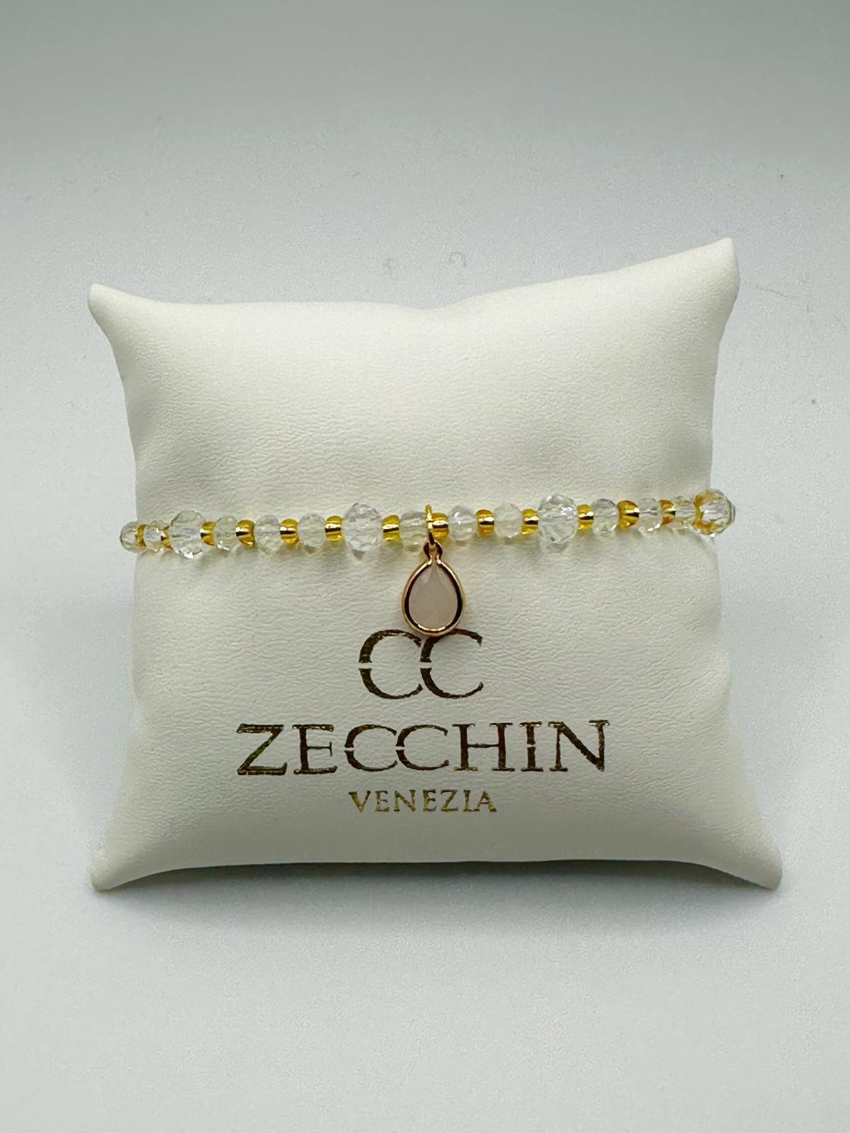 Bracciale Audrey con perline a goccia in vetro di Murano, colore bianco