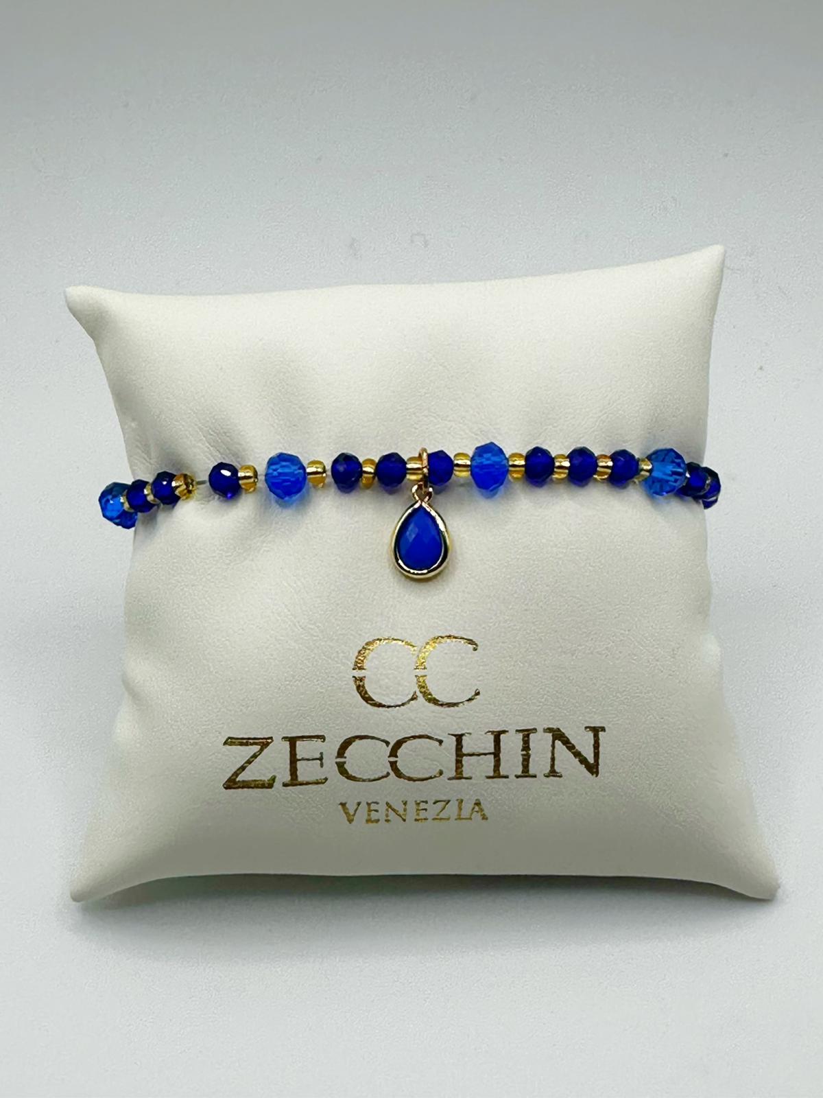 Bracciale Audrey con perline a goccia in vetro di Murano, colore blu