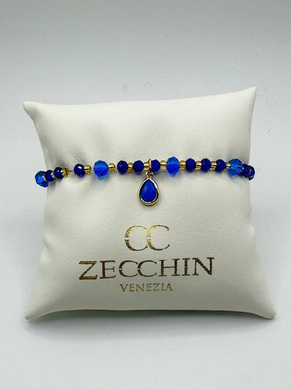 Bracciale Audrey con perline a goccia in vetro di Murano, colore blu