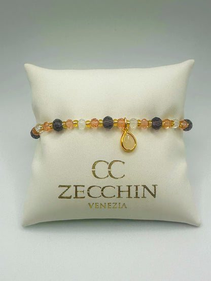 Bracciale Audrey con perline a goccia in vetro di Murano, colore lilla