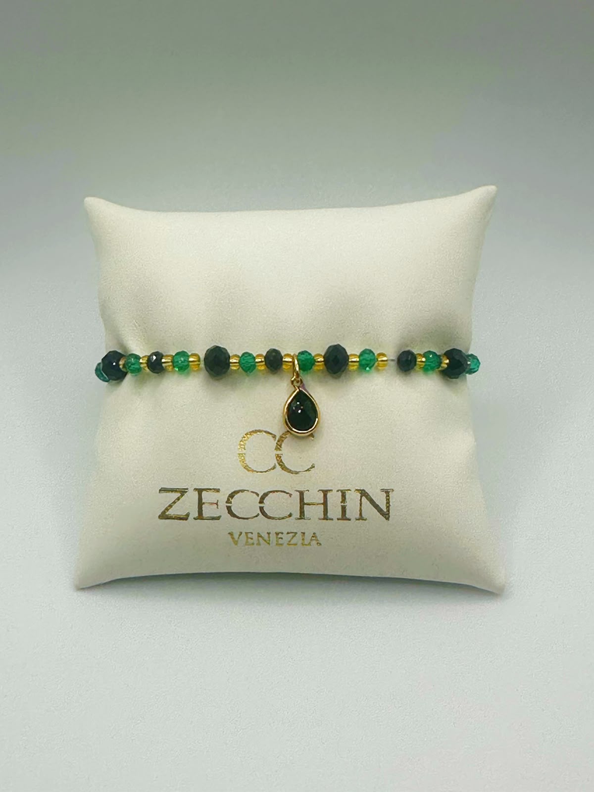 Bracciale Audrey con perline a goccia in vetro di Murano, multicolore verde