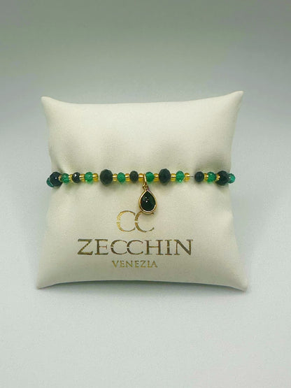 Bracciale Audrey con perline a goccia in vetro di Murano, multicolore verde