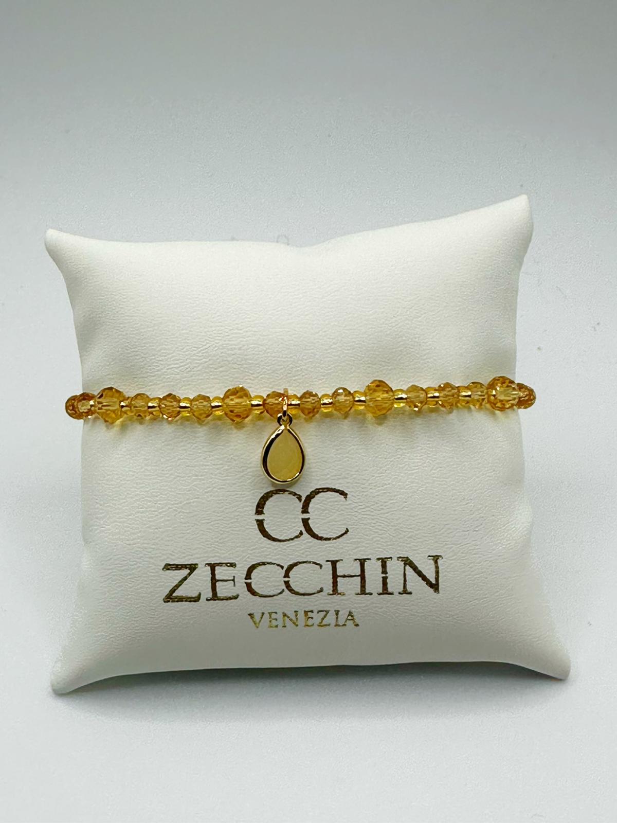 Bracciale Audrey con perline a goccia in vetro di Murano, colore oro