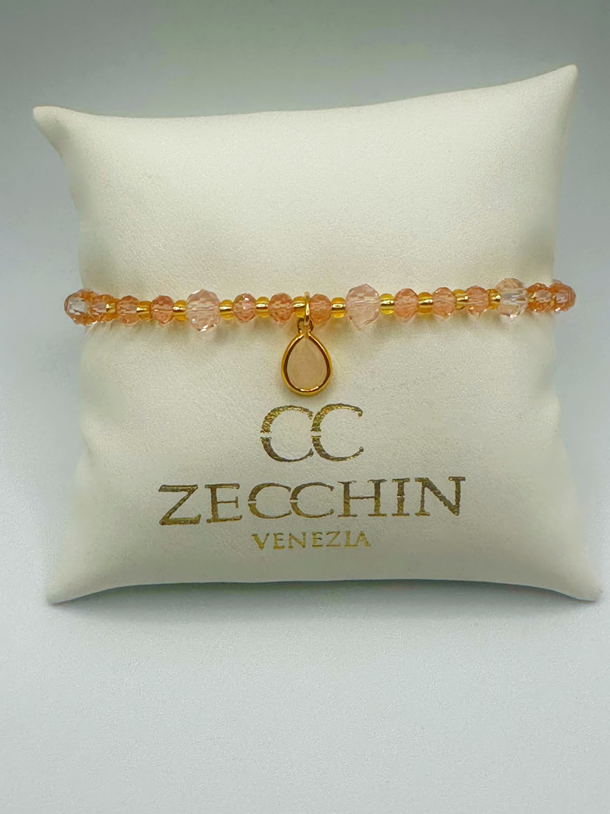 Bracciale Audrey con perline a goccia in vetro di Murano, colore rosa