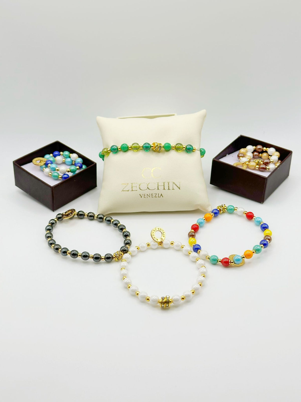 Bracciale Audrey slim con perle in vetro di Murano da 6 mm