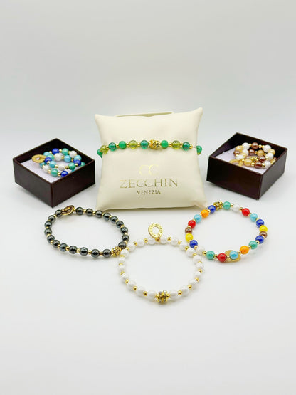 Bracciale Audrey slim con perle in vetro di Murano da 6 mm