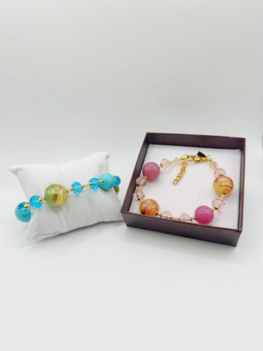 Bracciale Desiderio in vetro di Murano, oro 750 e avventurina