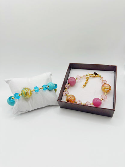 Bracciale Desiderio in vetro di Murano, oro 750 e avventurina
