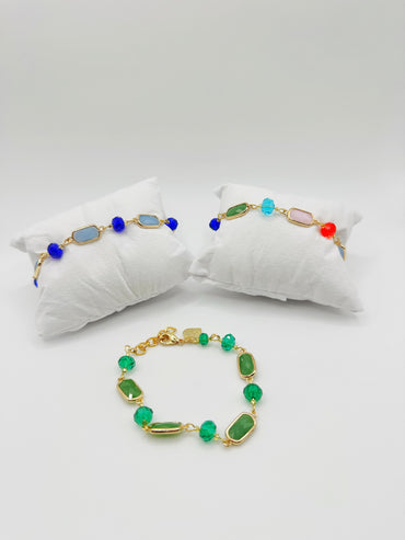 Bracciale Grace con inserti rettangolari in vetro di Murano
