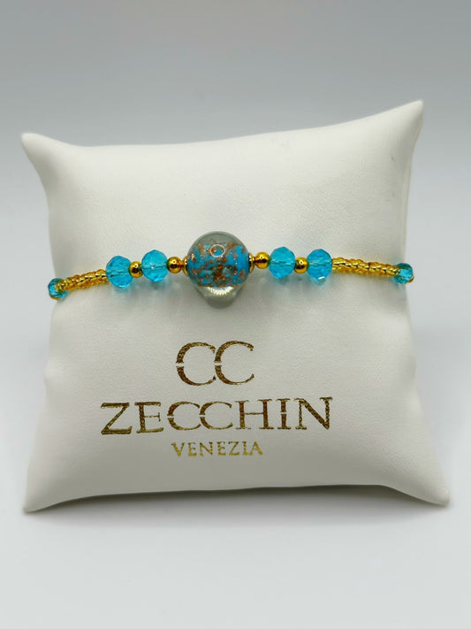 Bracciale Marika con perla da 12 mm e avventurina, colore azzurro