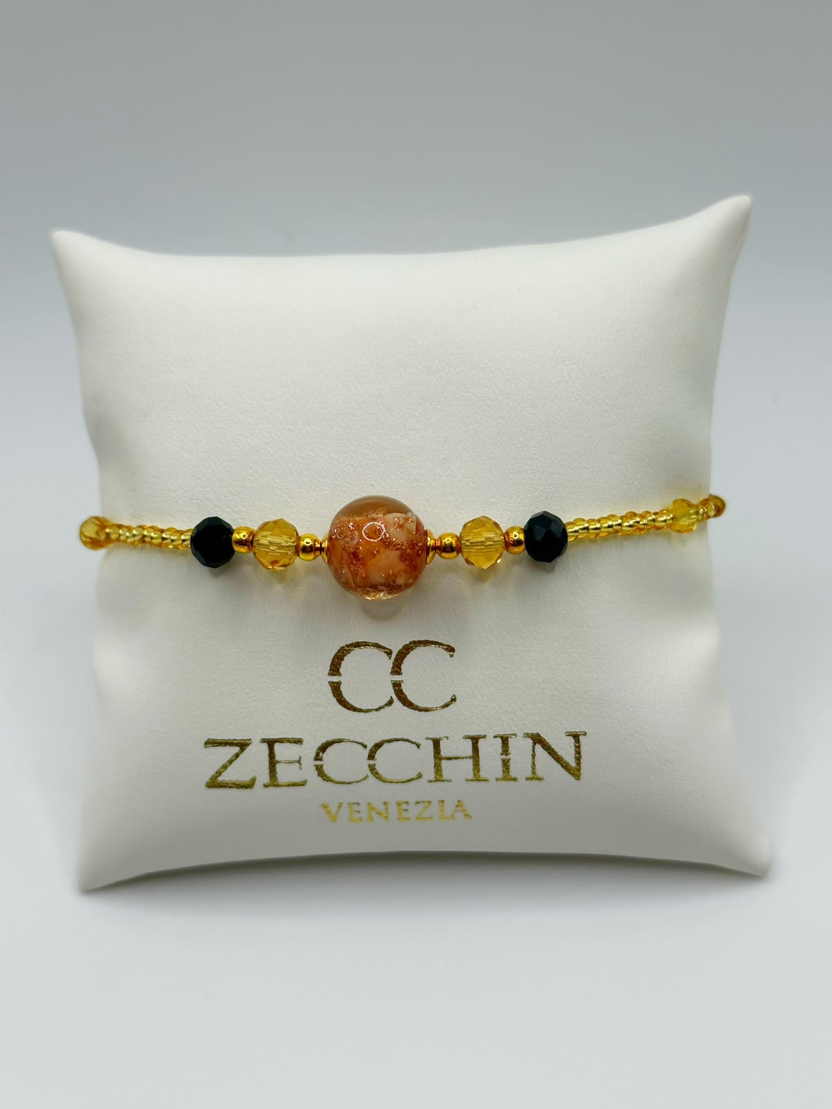 Bracciale Marika con perla da 12 mm e avventurina, colore caramello