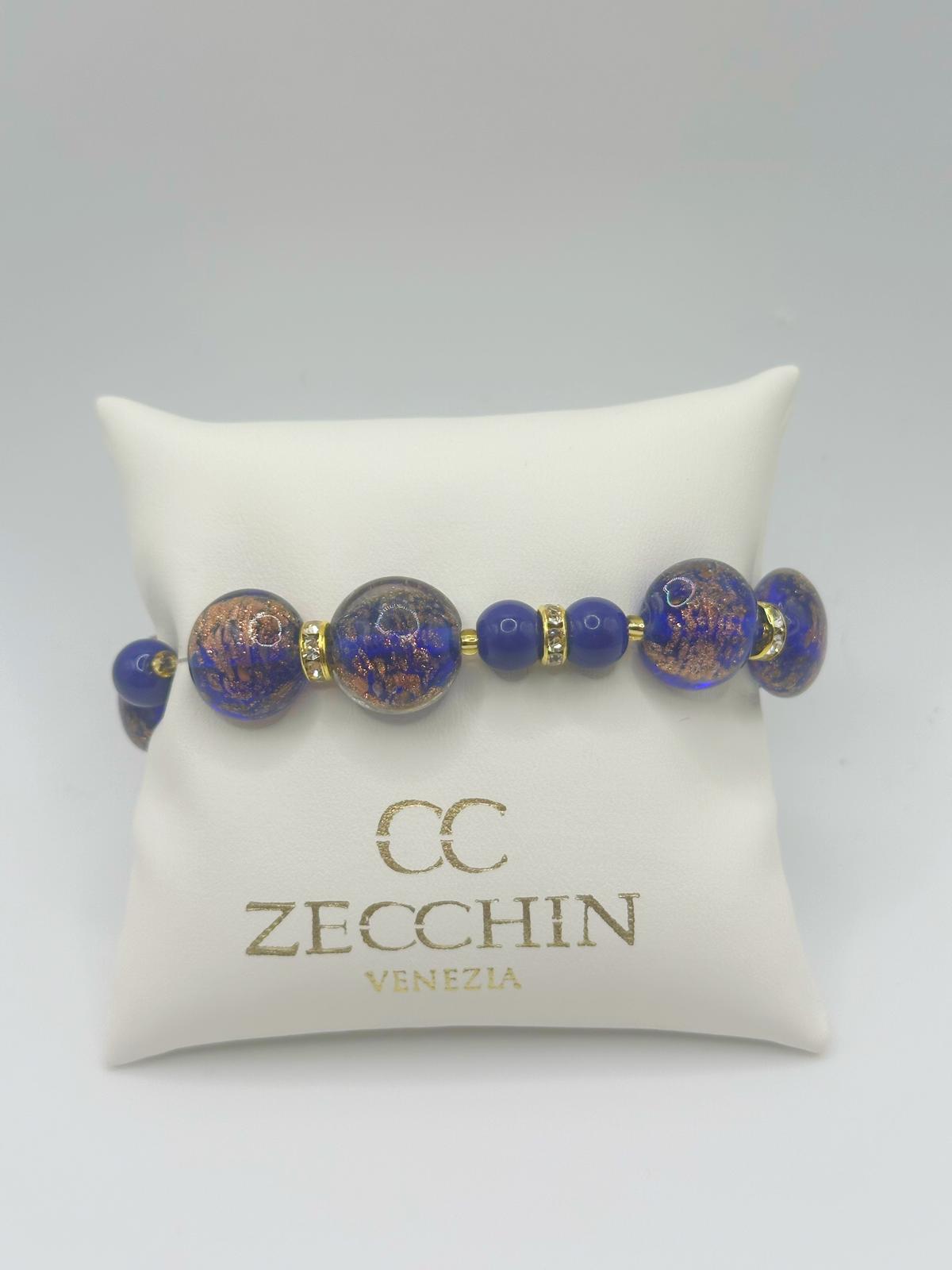 Bracciale Marilyn elasticizzato in vetro di Murano, colore blu