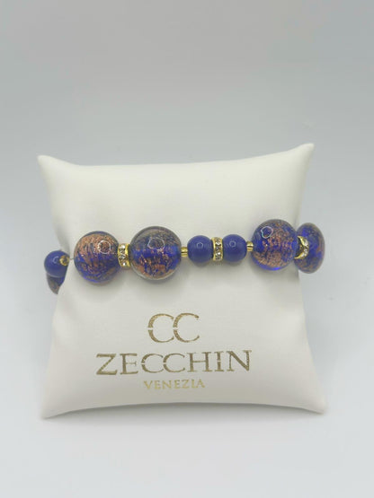 Bracciale Marilyn elasticizzato in vetro di Murano, colore blu