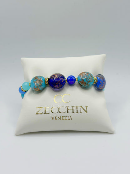Bracciale Marilyn elasticizzato in vetro di Murano, colore indaco