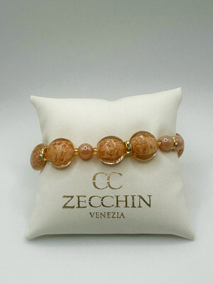Bracciale Marilyn elasticizzato in vetro di Murano, colore rosa