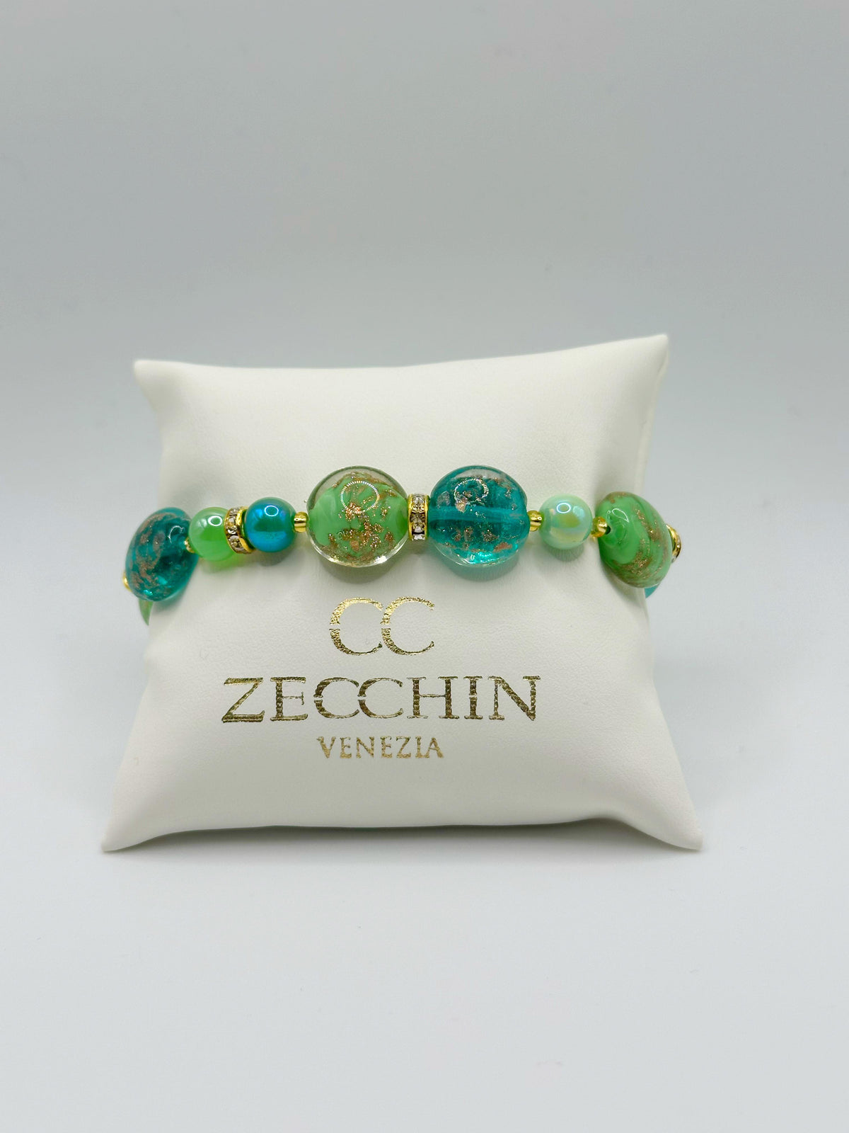 Bracciale Marilyn elasticizzato in vetro di Murano, colore verde