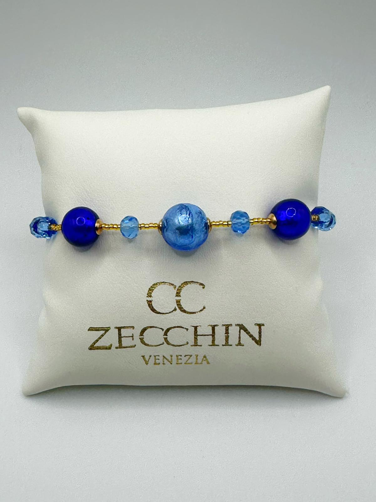 Bracciale Matilde slim con perline in vetro di Murano, colore blu