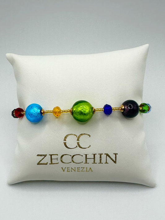 Bracciale Matilde slim con perline in vetro di Murano, multicolore