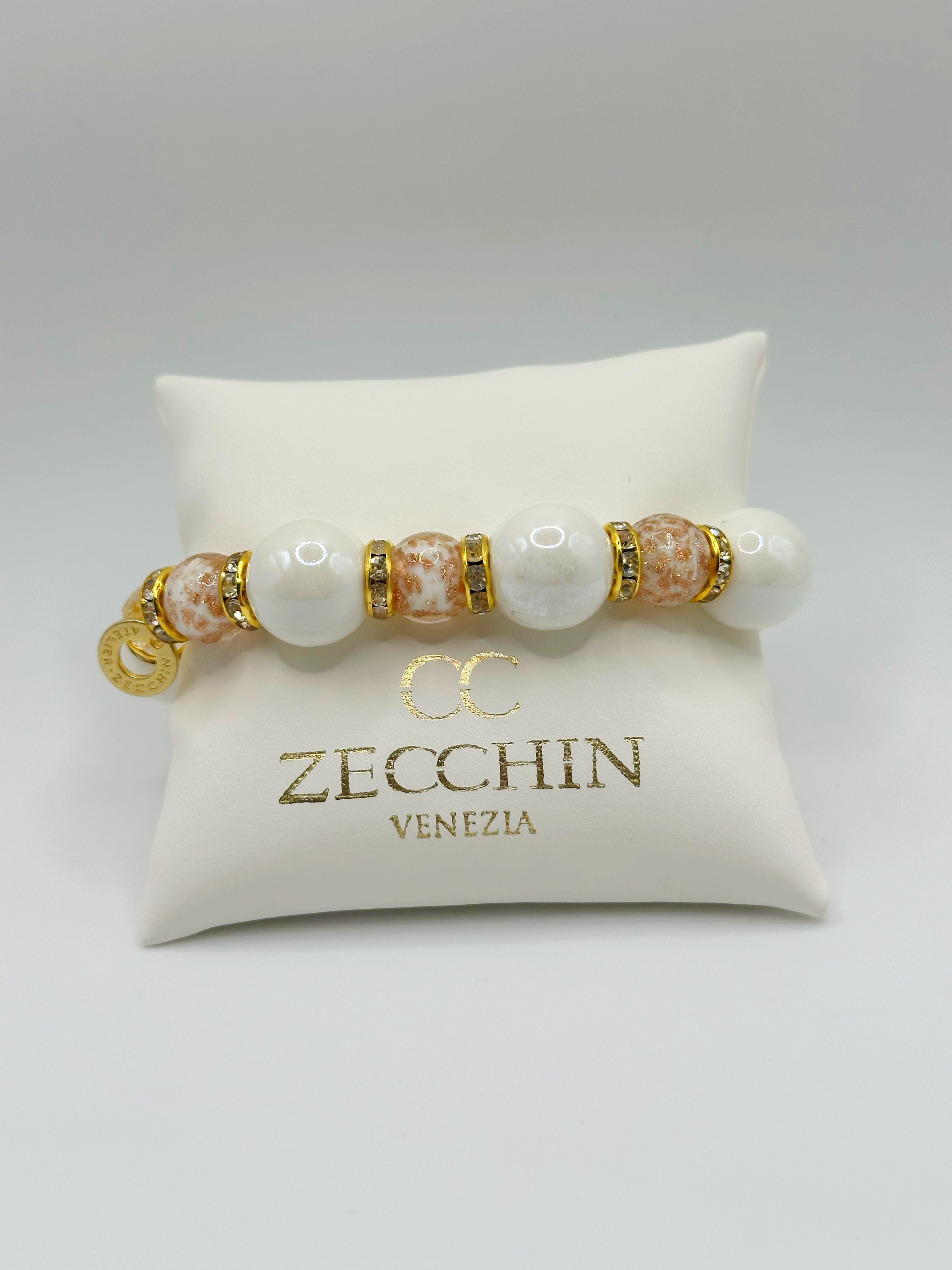 Bracciale Melissa con perle in vetro di Murano, colore bianco