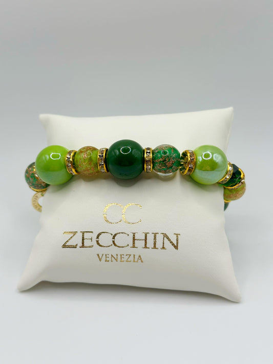 Bracciale Melissa con perle in vetro di Murano, colore verde