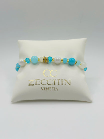 Bracciale Pastello con perle in vetro di Murano, colore azzurro