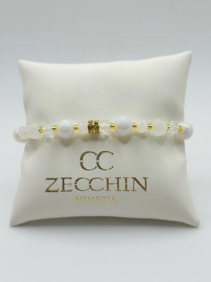 Bracciale Pastello con perle in vetro di Murano, colore bianco