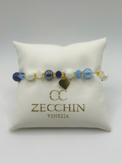 Bracciale Pastello con perle in vetro di Murano, colore blu