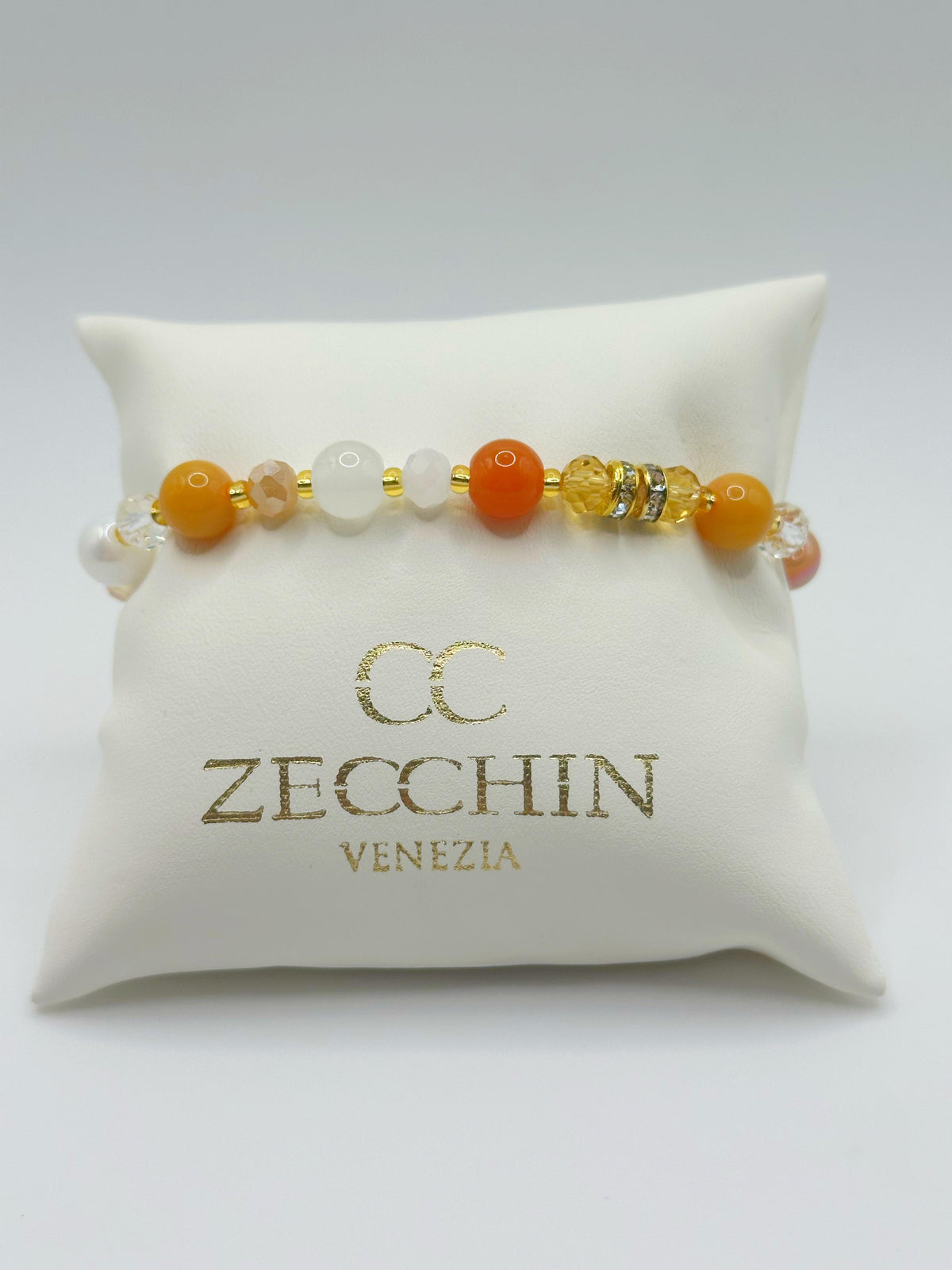 Bracciale Pastello con perle in vetro di Murano, colore caramello