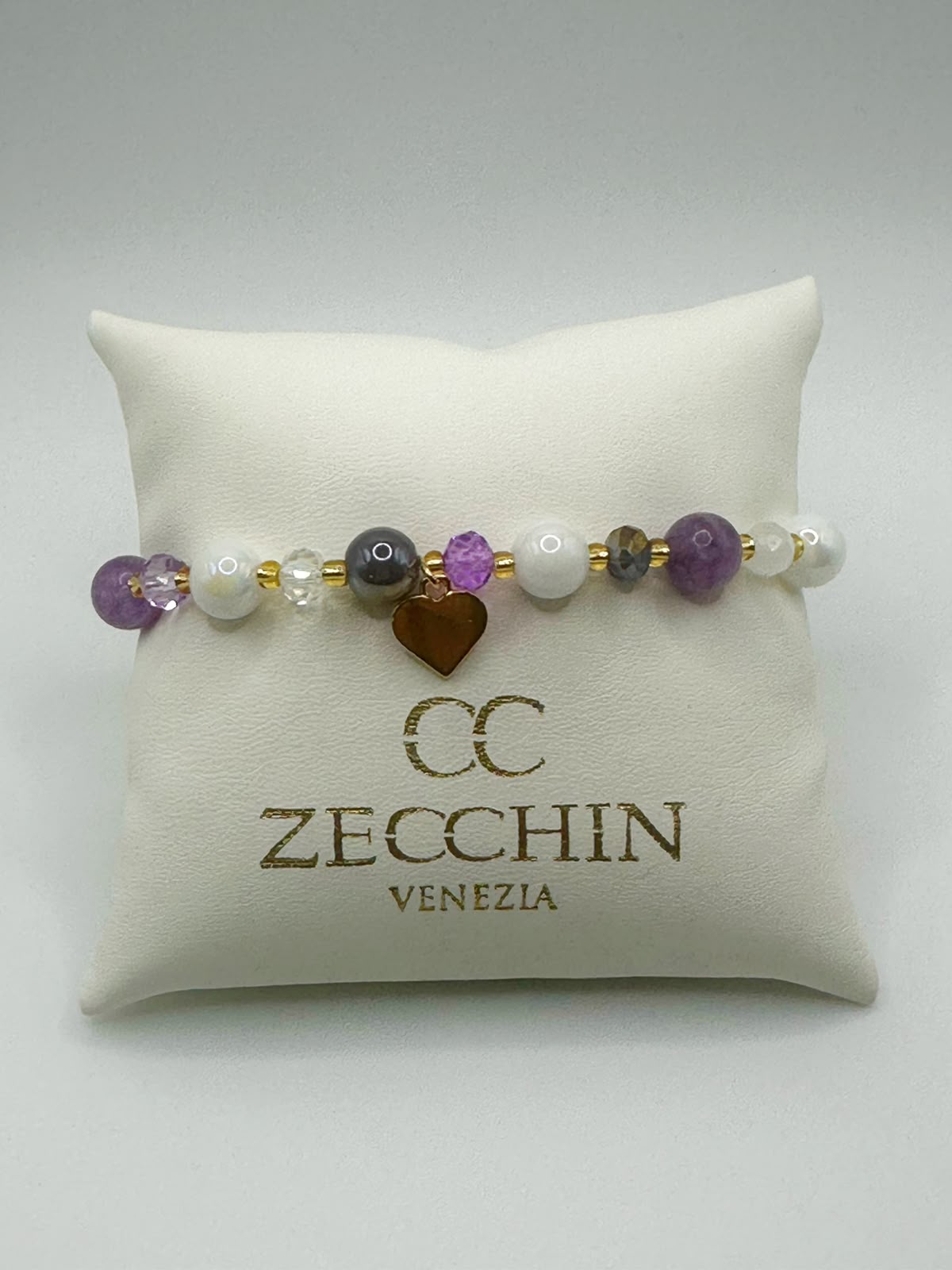 Bracciale Pastello con perle in vetro di Murano, colore lilla